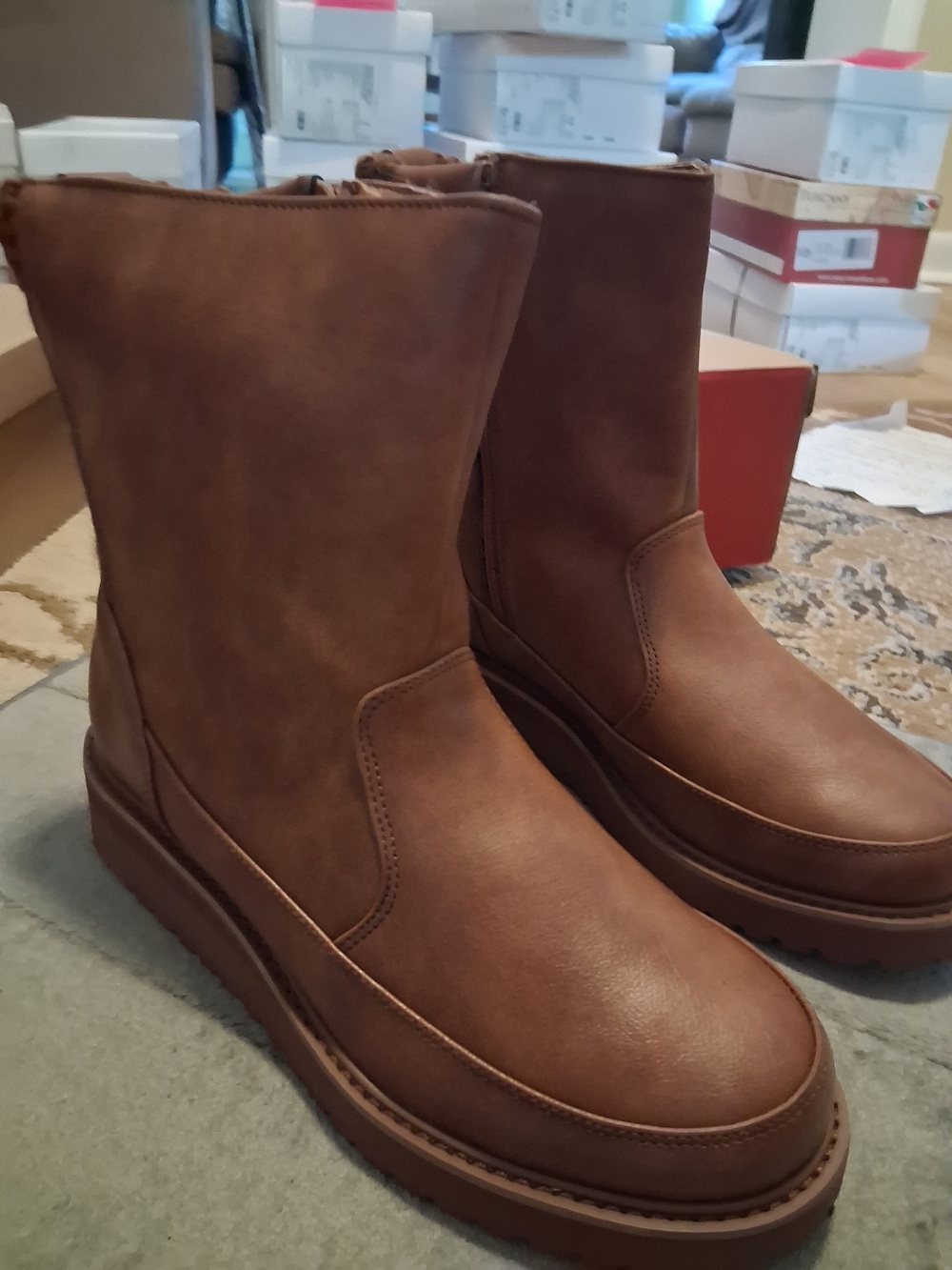 Muk Luks Brown Women's Mid-Calf Zip Ankle Boots